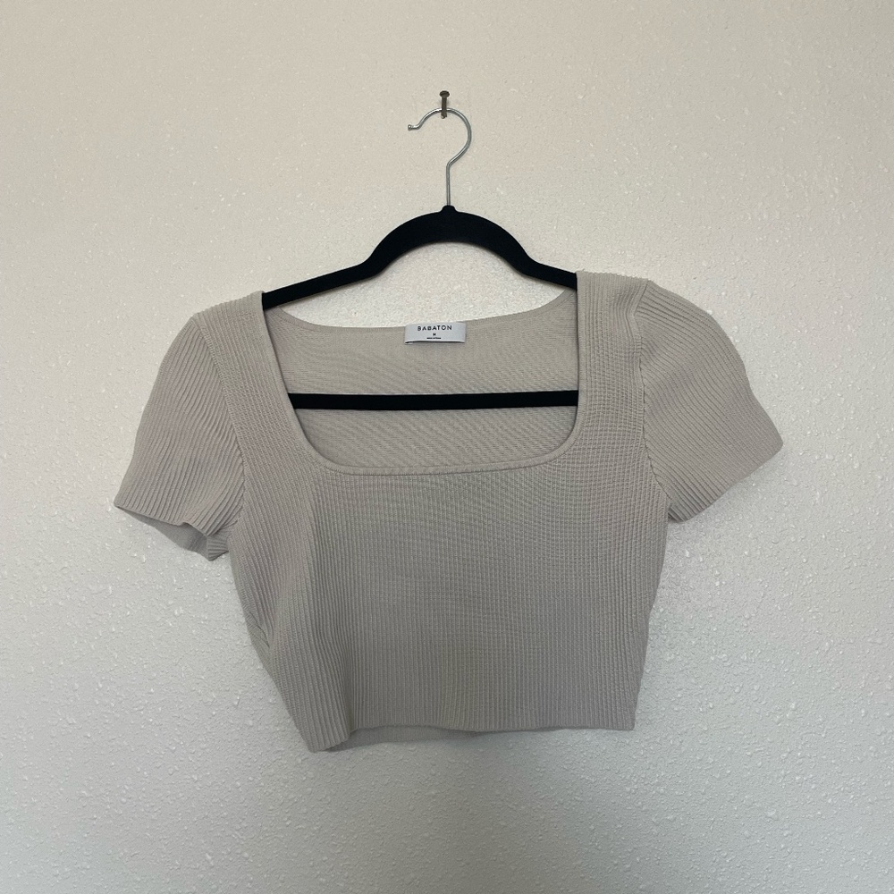 Aritzia Babaton Sculpt Knit Squareneck Crop Top
